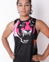 Female Low-cut Tank-Top - "Signature Tiger Head" - Airflow - Black & Pink