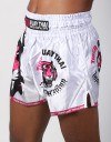 Muay Thai Shorts - "Signature" - White & Pink
