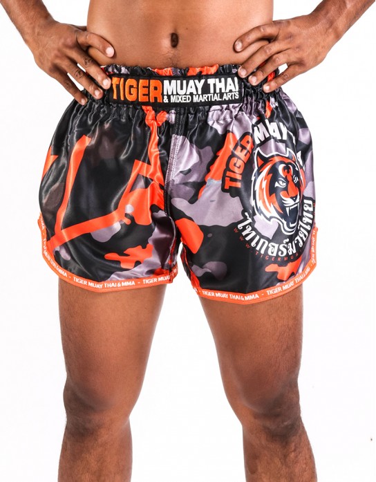 Muay Thai Shorts - "TMT & TMTFS Camo" - Orange