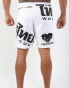 MMA Shorts - "Thai Writing XL" - White & Black