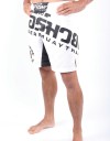 MMA Shorts - "Thai Writing XL" - White & Black