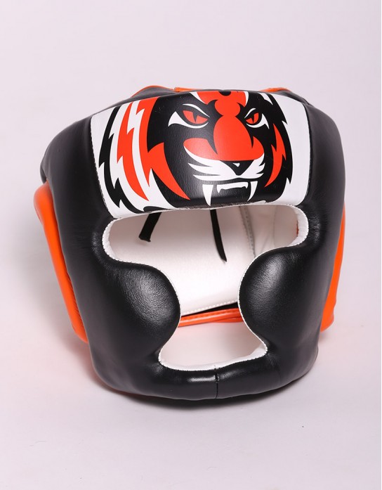 Tiger Muay Thai Headgear - Black & Orange