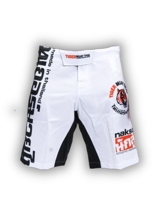 MMA Shorts - "50-50" - White & Black