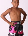 Kids Muay Thai Shorts - "Young Tiger" - Black & Pink