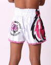Kids Muay Thai Shorts - "Young Tiger" - White & Pink