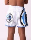 Kids Muay Thai Shorts - "Young Tiger" - White & Blue