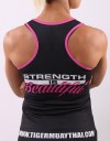 Female Tank-Top - "Strength is Beautiful" - Soft-Tech - Black & Pink