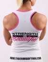 Female Tank-Top - "Strength is Beautiful" - Soft-Tech - White & Pink